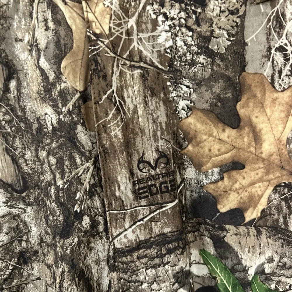 Realtree Pants Mens Large Brown Green Camo Cargo Hunting Polyester Work Wear